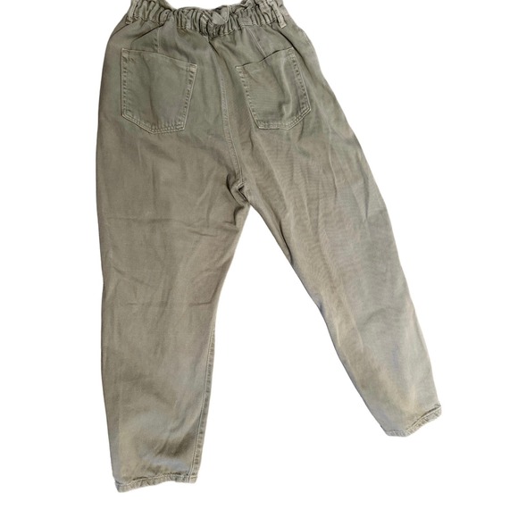 ZARA Utility Jogger Pants Olive Green High Waisted Elastic Waist Barrel leg - Picture 2 of 8